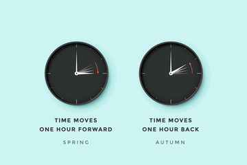 Daylight saving time. Set of clock time for Spring forward, Autumn back, Summer time