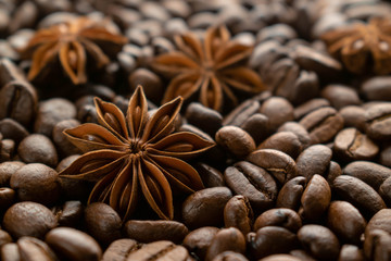 coffee beans and star anise