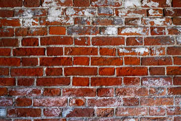 Weathered Stained Old redbrick Wall