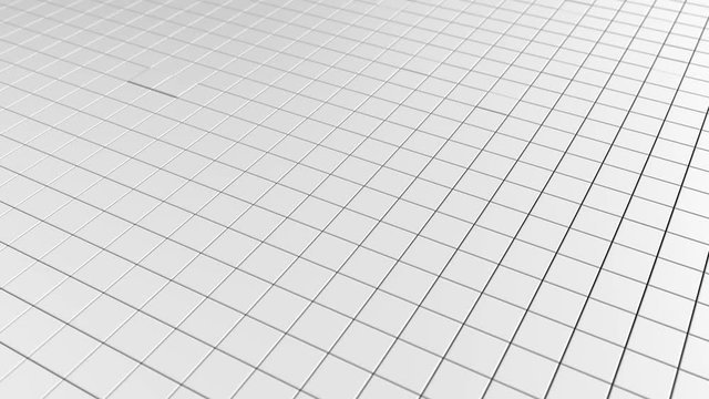 Abstract background with white moving cubes. Geometric footage with abstract wave effect. Motion design pattern. 3d loop animation. Seamless composition. 4K UHD