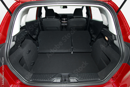 car trunk with rear seats folded