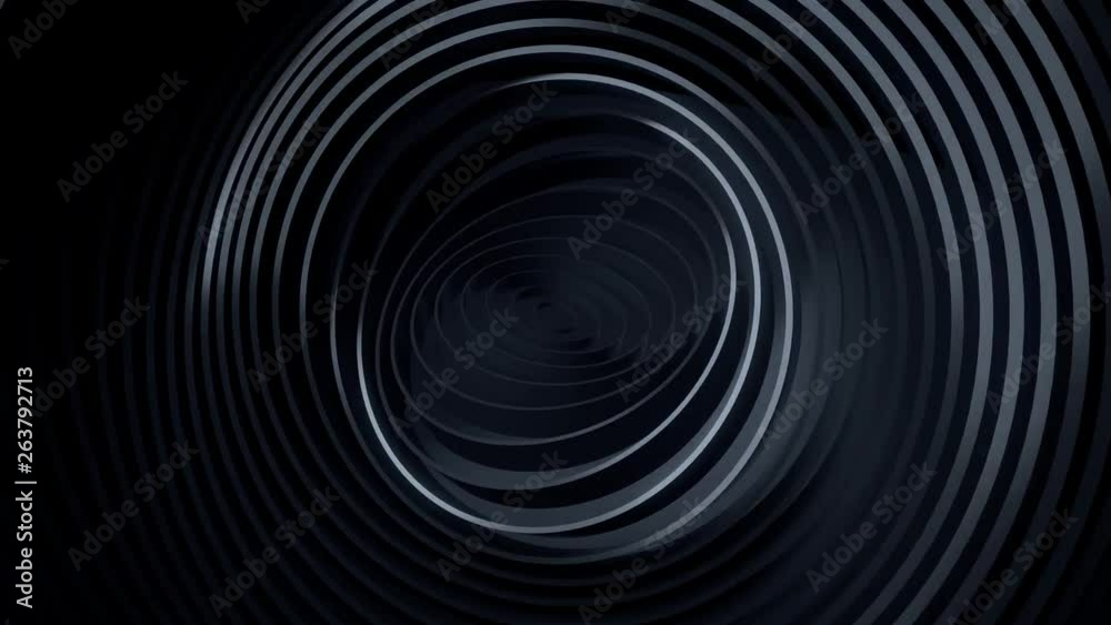 Poster abstract background with black rotating rings. geometric concept with moving tubes. motion design pa