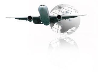 Airplane is flying over the sky for Business trip, Transportation, import-export, logistics management