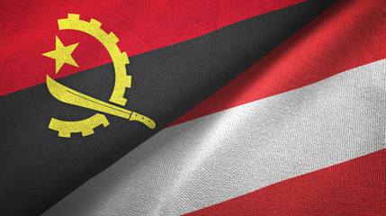 Angola and Austria two flags textile cloth, fabric texture