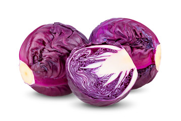 red cabbage isolated on white  background. full depth of field