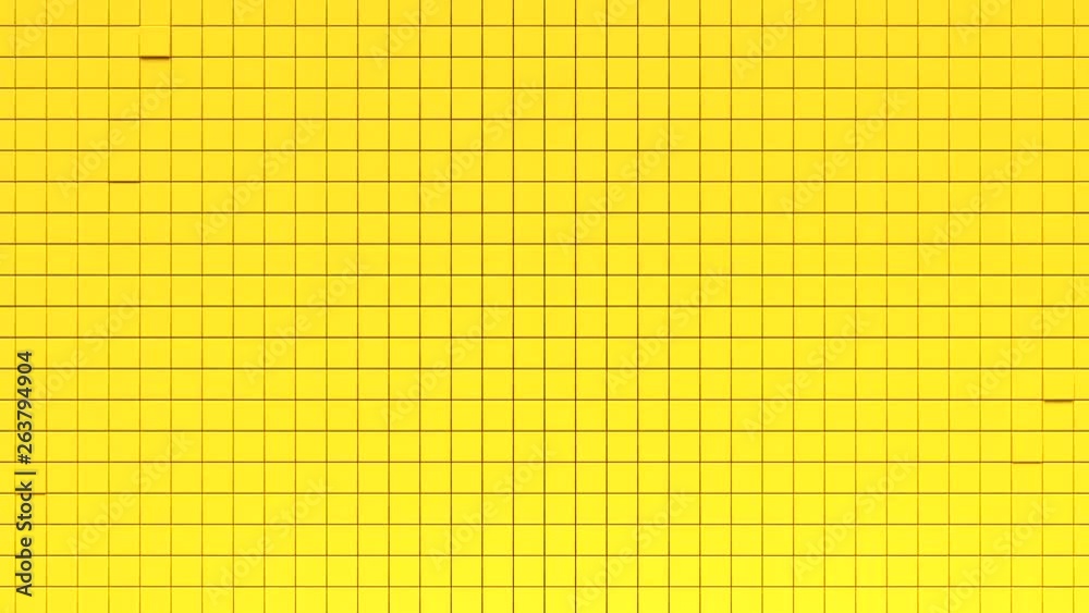 Poster abstract background with yellow moving cubic surface. geometric concept with radial ripples. motion 