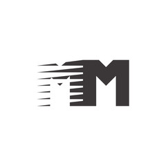 letter mm fast stripes movement logo vector
