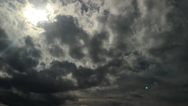 Clouds Running. Movement towards. Parallel flows.