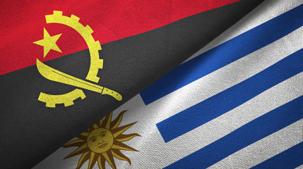 Angola and Uruguay two flags textile cloth, fabric texture