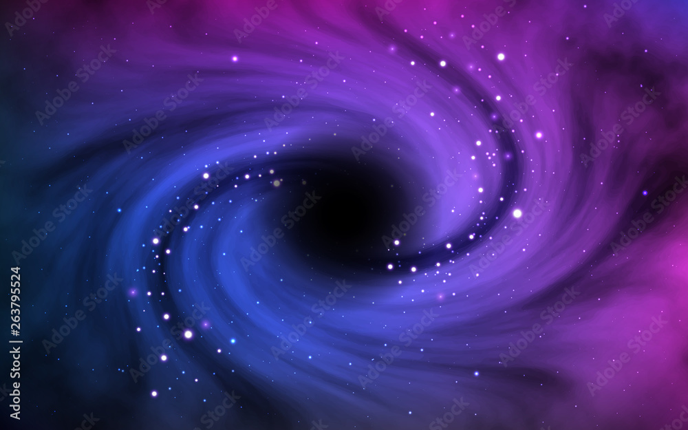 Wall mural black hole in outer space. vortex in cosmos with stars and stardust. object in universe. colorful ga