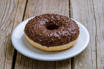 chocolate donut on a plate