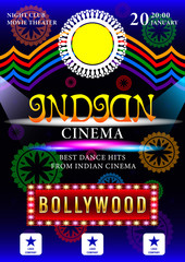 Indian Cinema Bollywood  poster for night party background design