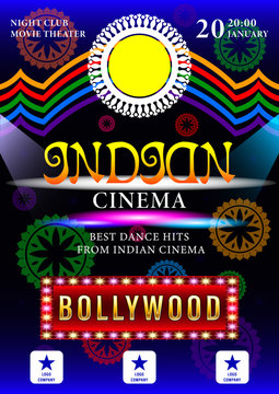 Indian Cinema Bollywood  Poster For Night Party Background Design