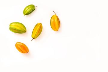 Star fruit isolated on white background.Top vie