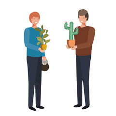 men with houseplant avatar character