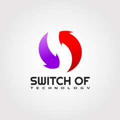 Obraz premium Technology logo design, arrow and letter S combination, illustration element
