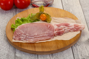 Raw pork bacon