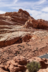 Obraz premium Scenery of rock formation at stone desert at Valley of Fire State Park, USA
