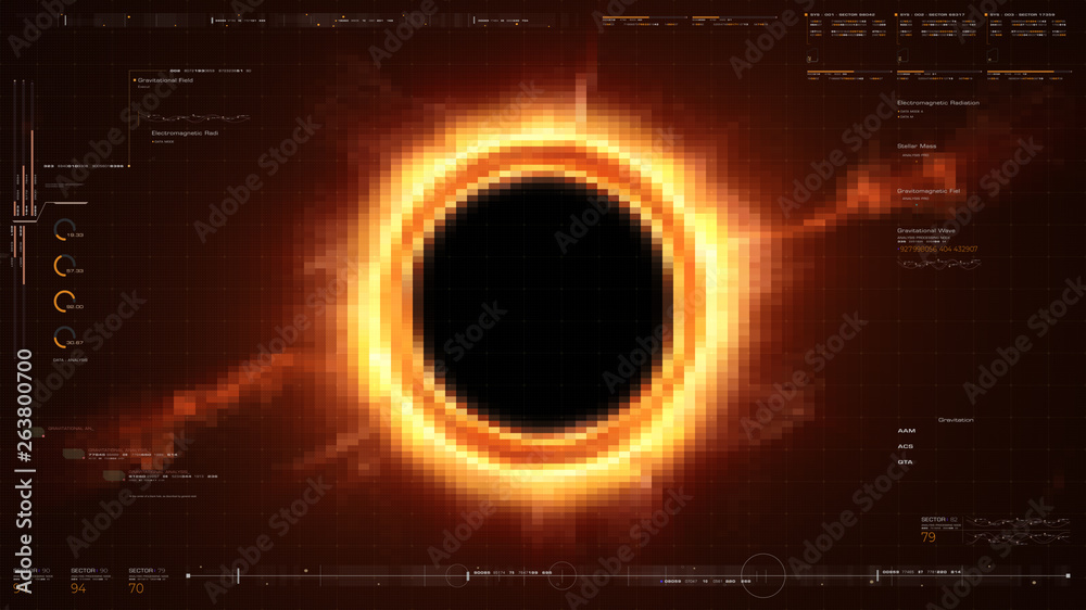 Aufkleber futuristic head up display simulation of a black hole a region of space-time exhibiting such strong 