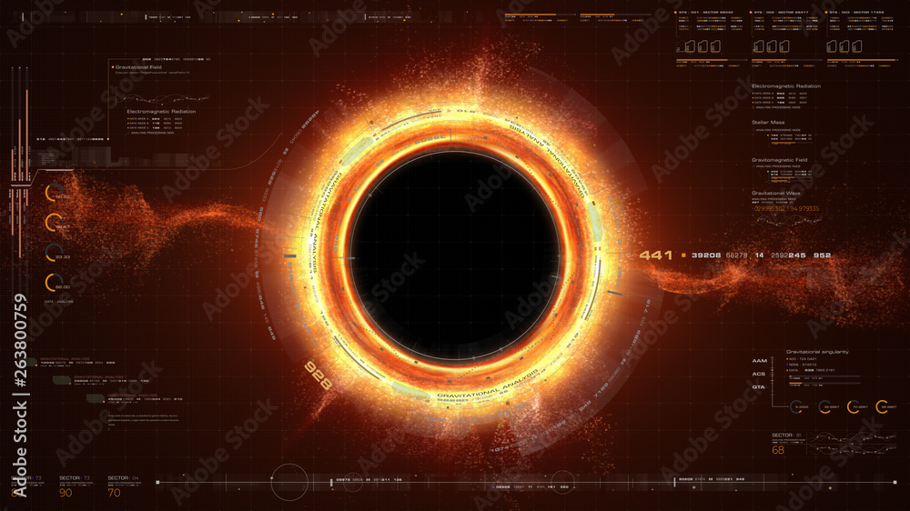 Aufkleber futuristic head up display simulation of a black hole a region of space-time exhibiting such strong 