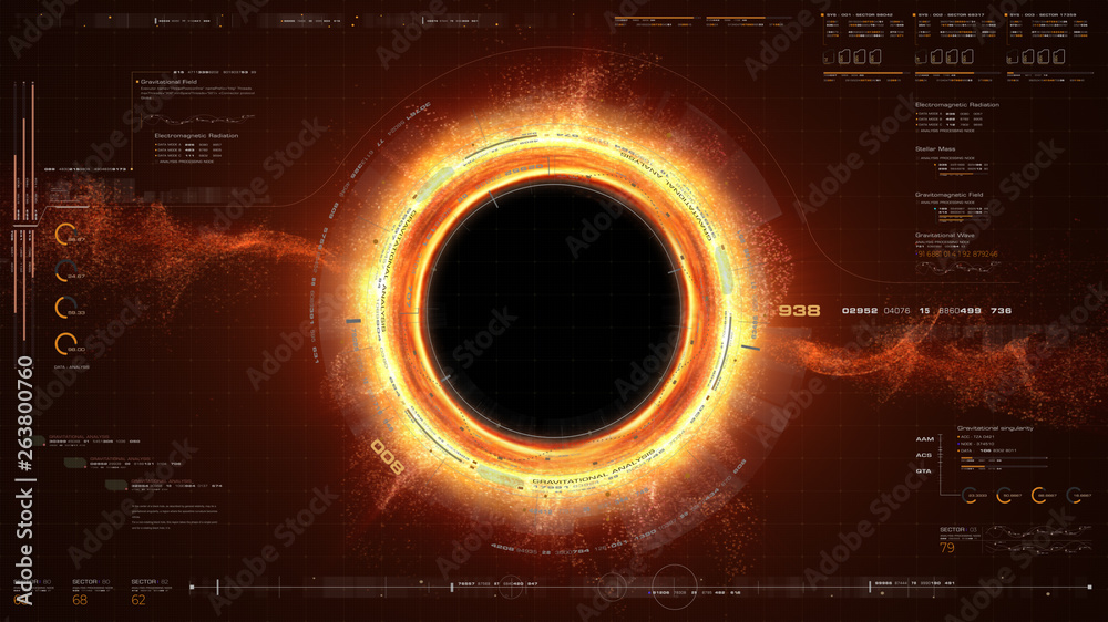 Aufkleber futuristic head up display simulation of a black hole a region of space-time exhibiting such strong 