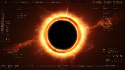 Futuristic head up display simulation of a Black Hole a region of space-time exhibiting such strong...