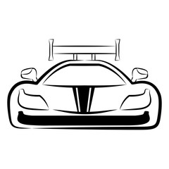 Front view of a racing car sketch. Vector illustration design
