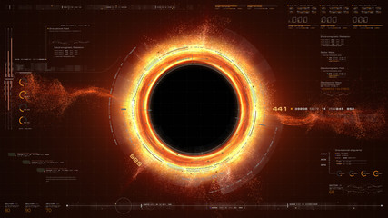 Futuristic head up display simulation of a Black Hole a region of space-time exhibiting such strong...