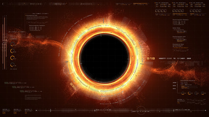 Futuristic head up display simulation of a Black Hole a region of space-time exhibiting such strong...