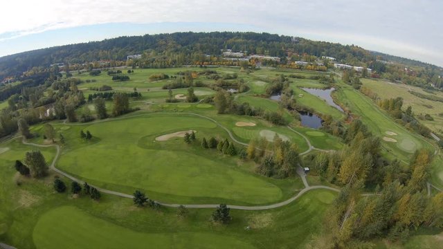 Wide Golf Course Aerial Background in Autumn Season