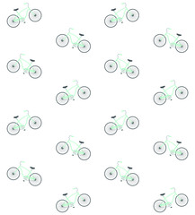 Vector seamless pattern of flat cartoon mint cruise city retro bicycle isolated on white background 