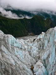 View of another tourist group on Fox Glacier