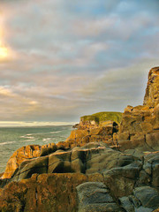 Sun setting on the cliffs at Charleston