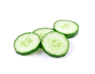 Cucumber and slices isolated on a white background