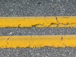 Double yellow lines on the road