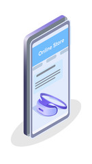 Online Store Application Isometric Illustration