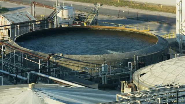 Aerial view of water vat used in the manufacturing of paper