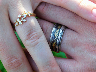 Wedding rings of the bride and groom