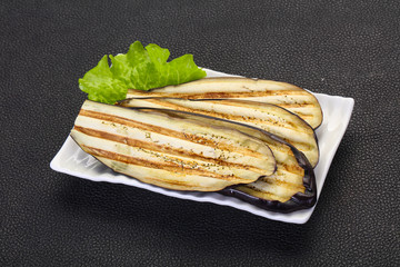 Grilled eggplant in the bowl