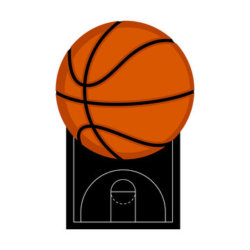 Basketball court with a ball. Vector illustration design