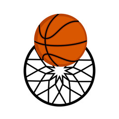 Basketball net with a ball. Vector illustration design