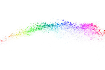 abstract powder splatted background. Colorful powder explosion on white background. Colored cloud. Colorful dust explode. Paint Holi.