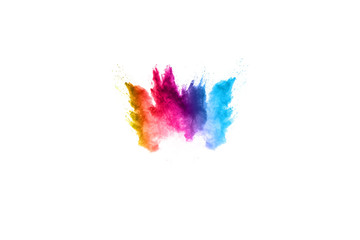 abstract powder splatted background. Colorful powder explosion on white background.
