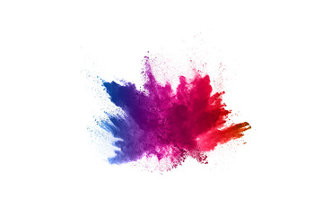 abstract powder splatted background. Colorful powder explosion on white background.