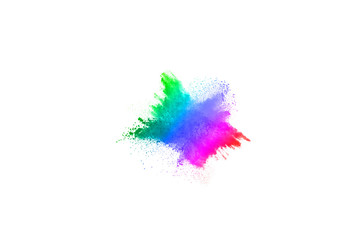 abstract powder splatted background. Colorful powder explosion on white background.