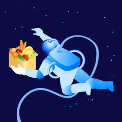 Astronaut Flying in Space Flat Vector Illustration