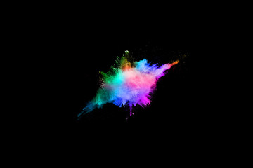 abstract colored dust explosion on a black background.abstract powder splatted background,