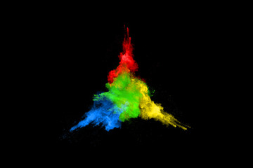 abstract colored dust explosion on a black background.abstract powder splatted background,