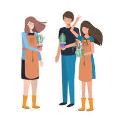 group of people with houseplant avatar character