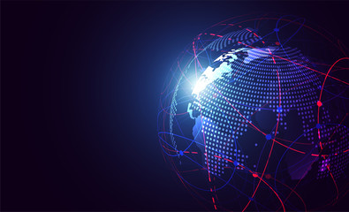 Naklejka premium Global network connection. World map point and line composition concept of global business. Vector Illustration